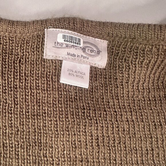 The Winding Road Open Front Cardigan Vintage Poncho Peru Sweater Jacket Olive - Picture 7 of 16